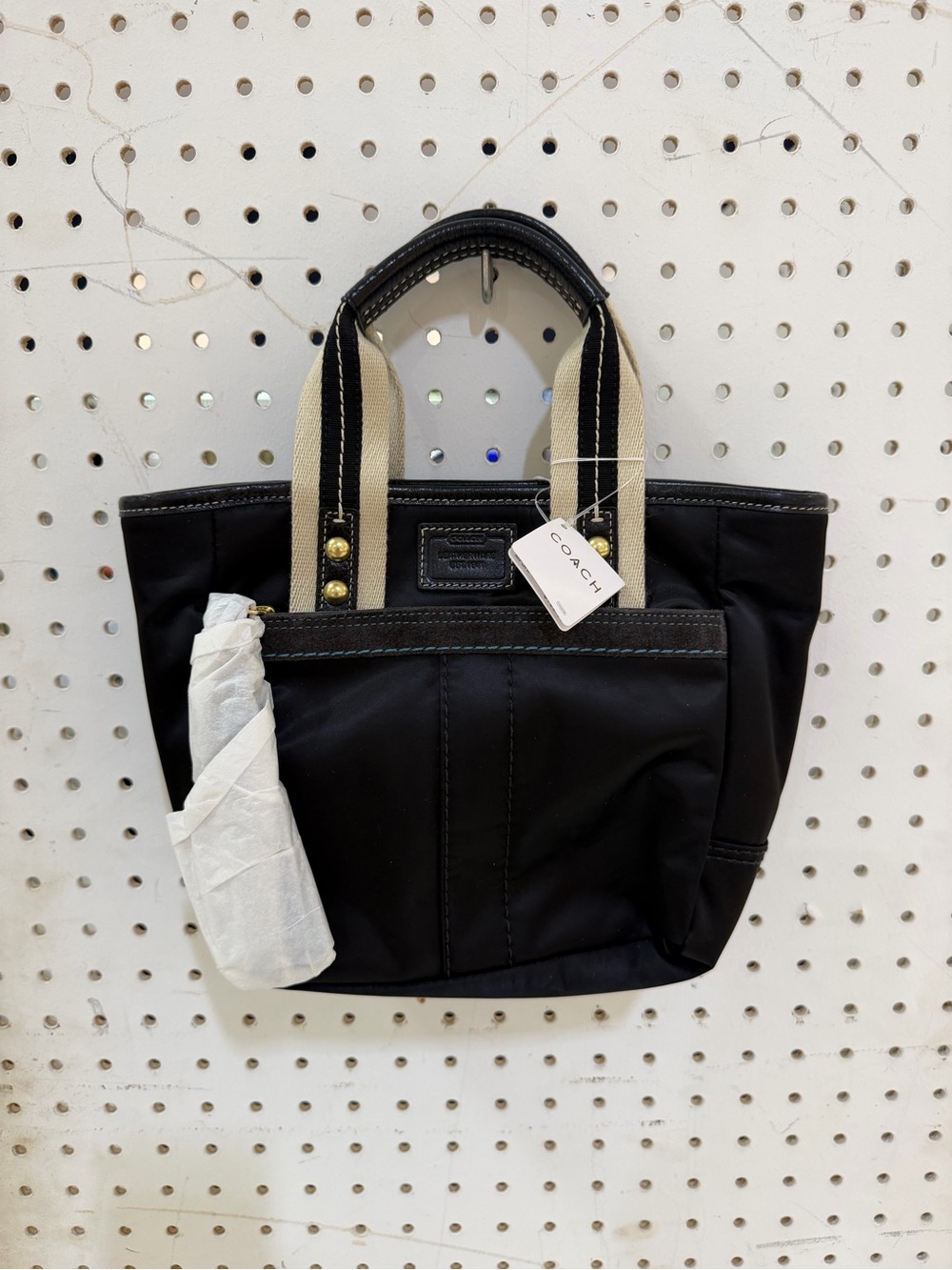 Coach Hampton Satin Suede Lthr Trim Tote NOS NWT